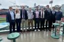 Group shot of UNH students at the Sports & Entertainment Career Fair at Fenway Park.